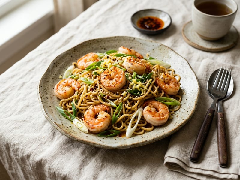 Ginger Scallion Shrimp Noodle Toss