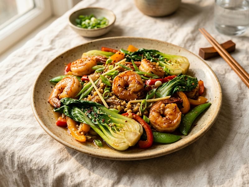 Ginger Scallion Shrimp Stir Fry