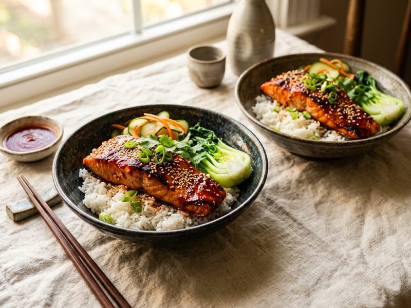 Gochujang Glazed Salmon Bowls