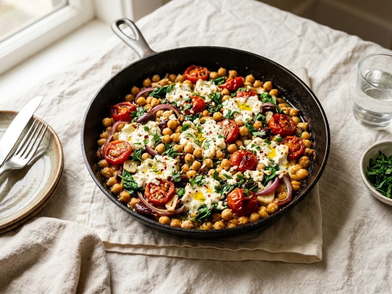 Greek Chickpea And Feta Skillet