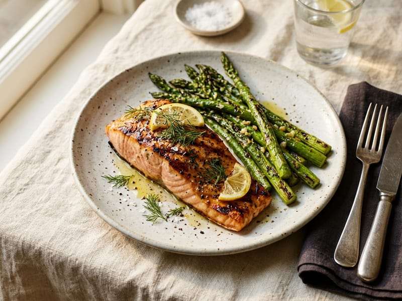 Grilled Salmon With Asparagus