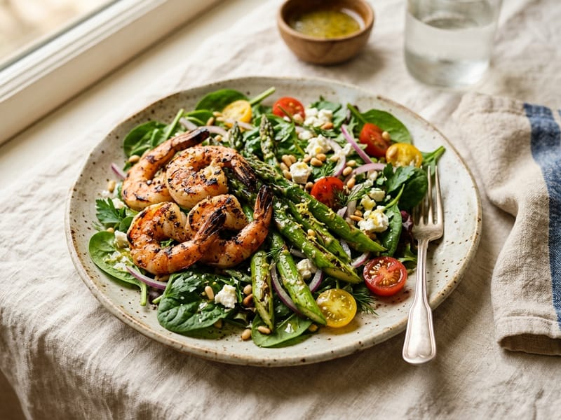 Grilled Shrimp And Asparagus Salad