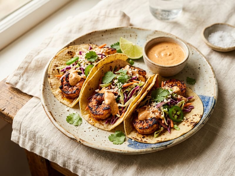 Grilled Shrimp Tacos with Slaw