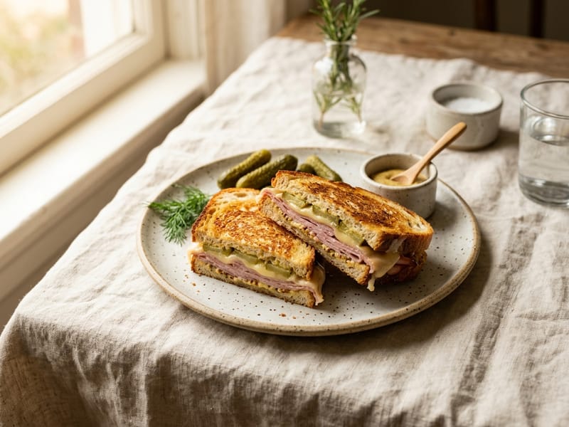 Ham and Swiss Press with Pickles