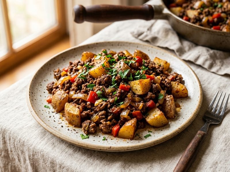 Homestyle Ground Beef And Potato Skillet