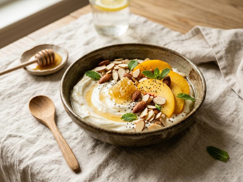 Honey Peach Greek Yogurt Bowl
