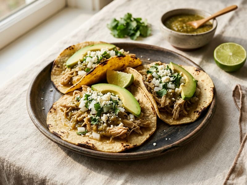 Instant Pot Salsa Verde Shredded Chicken Tacos