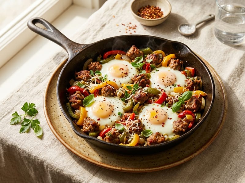 Italian Sausage and Pepper Breakfast Skillet