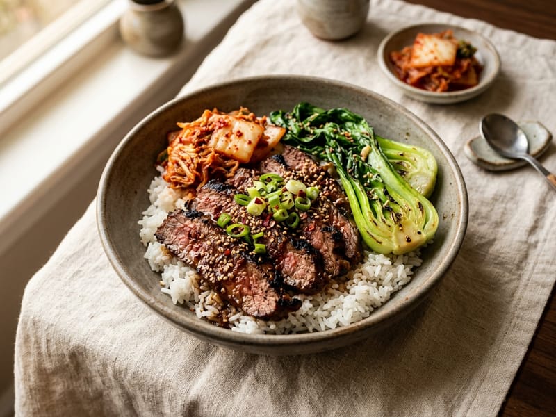 Korean BBQ Style Beef and Rice Bowl