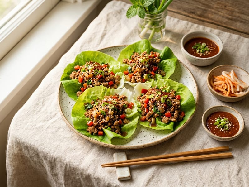 Korean Style Ground Turkey Lettuce Wraps