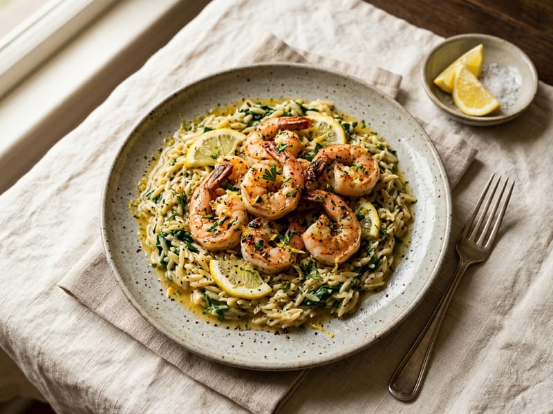 Lemon Garlic Butter Shrimp Skillet