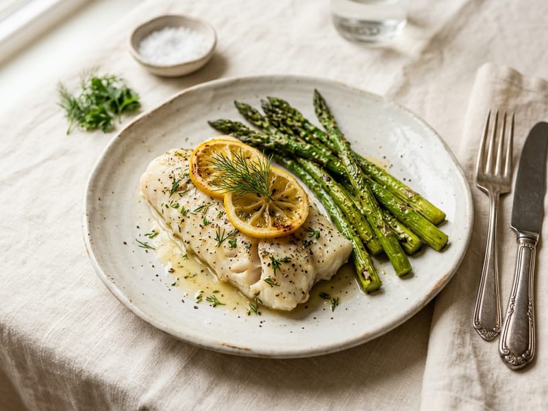 Lemon Herb Baked Cod With Asparagus