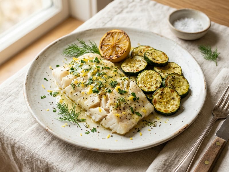 Lemon Herb Cod With Zucchini