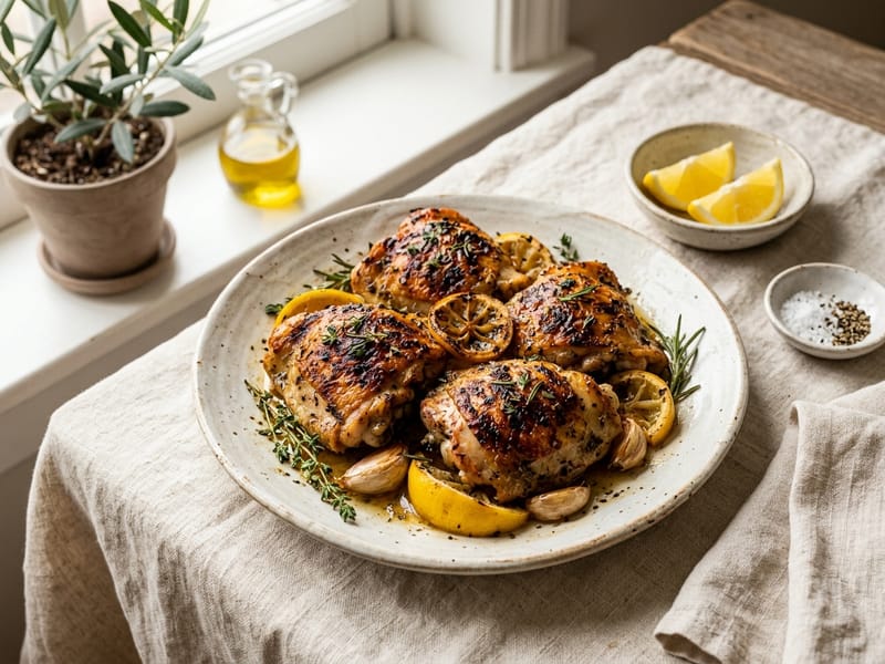 Lemon Herb Roasted Chicken Thighs