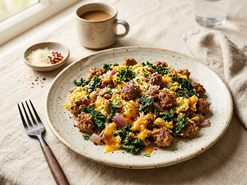 Loaded Italian Sausage Breakfast Scramble