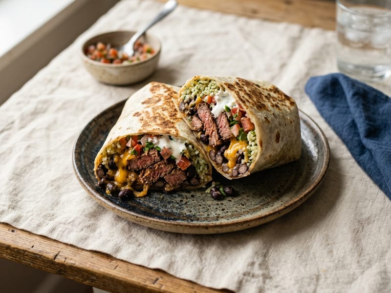 Loaded Steak and Black Bean Burrito