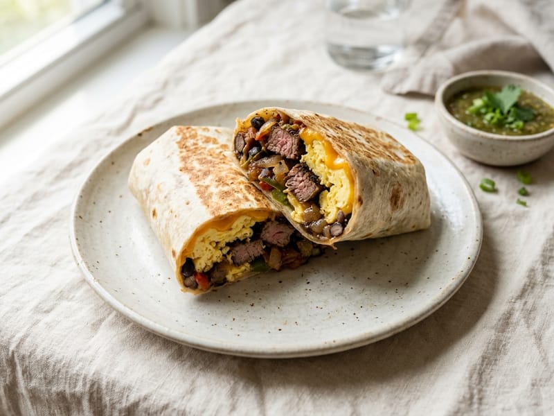 Loaded Steak And Egg Power Breakfast Burrito