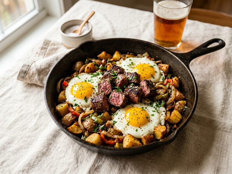 Loaded Steak And Egg Power Breakfast For Dinner