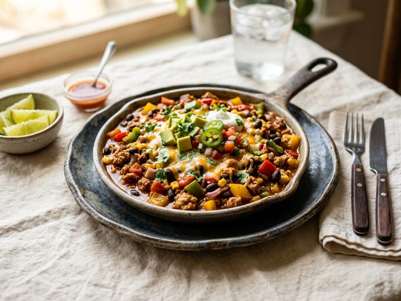 Loaded Turkey and Black Beans Skillet