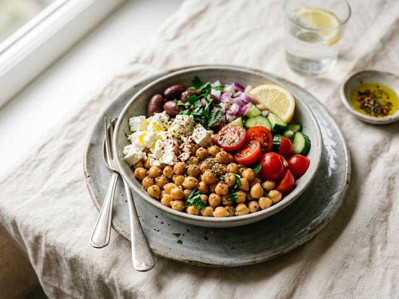 Mediterranean Chickpea and Feta Bowl