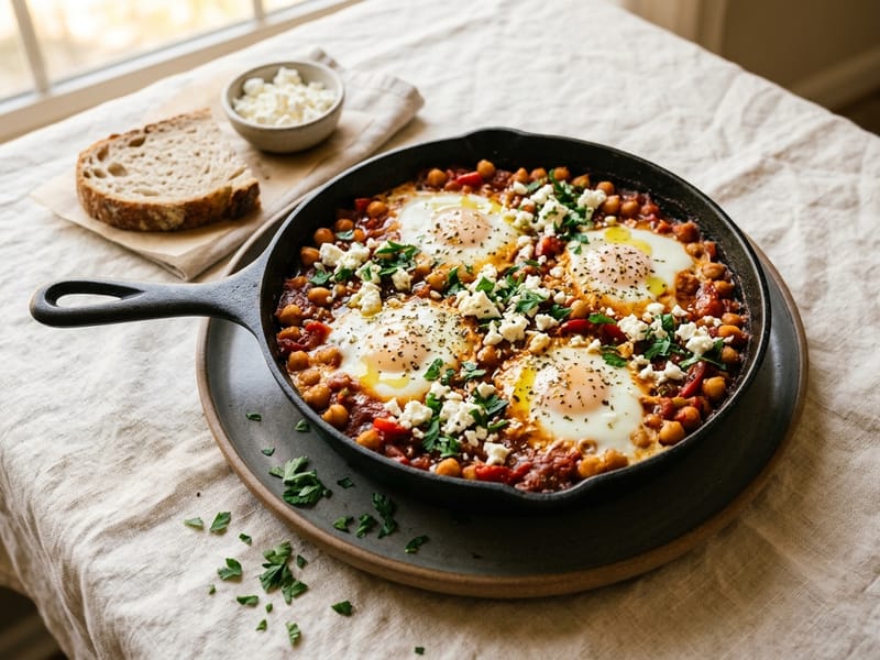 Mediterranean Chickpea And Feta Skillet