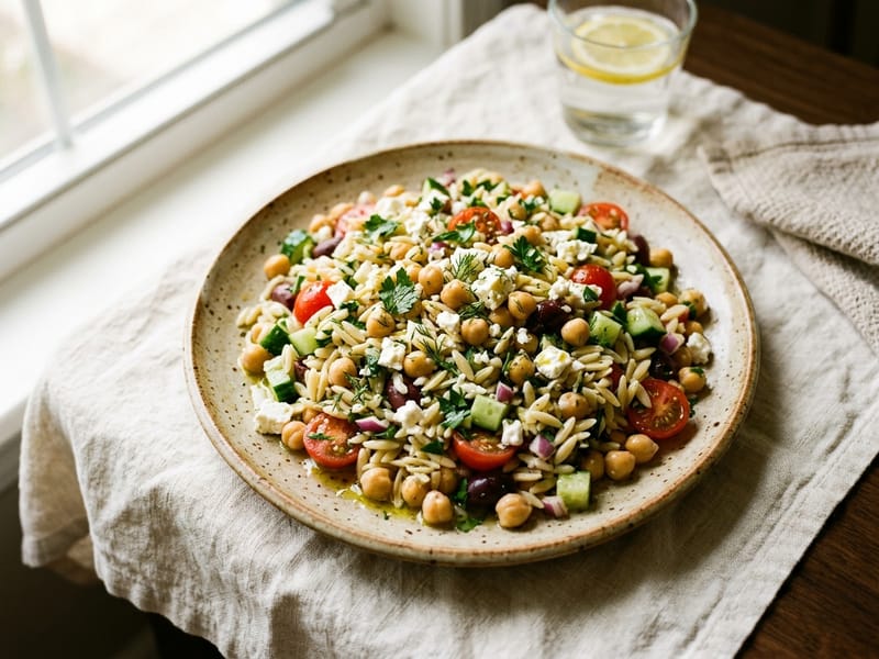 Mediterranean Chickpea and Orzo Salad