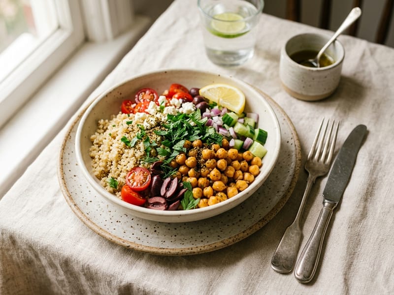 Mediterranean Chickpea And Quinoa Bowl