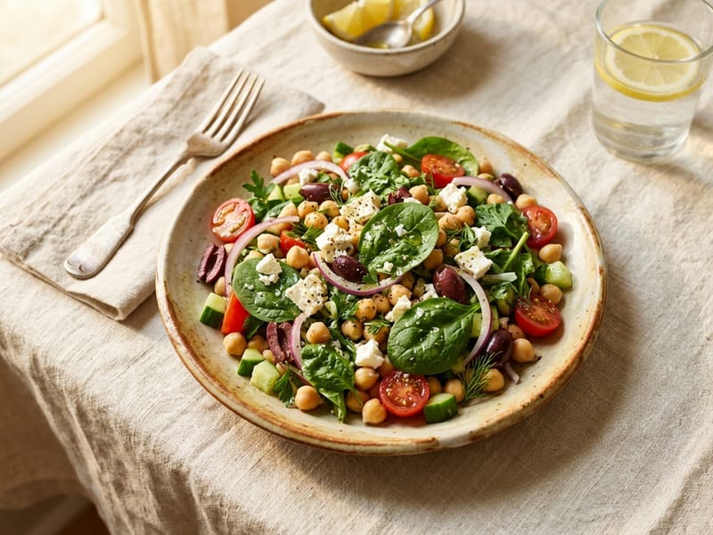 Mediterranean Chickpea and Spinach Salad
