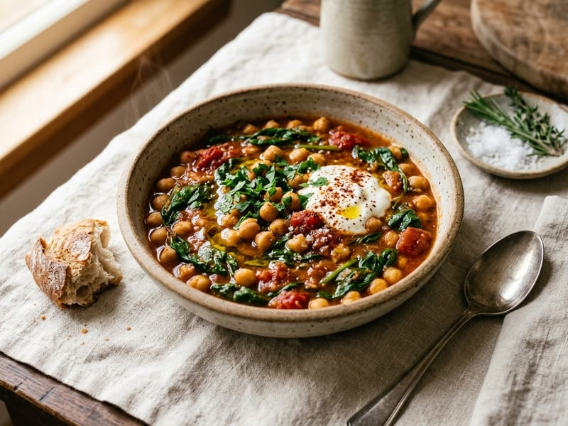 Mediterranean Chickpea And Spinach Stew