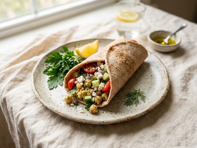 Mediterranean Chickpea Salad Wrap