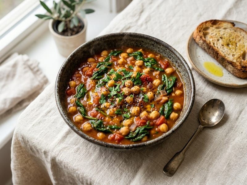Mediterranean Chickpea Spinach Stew