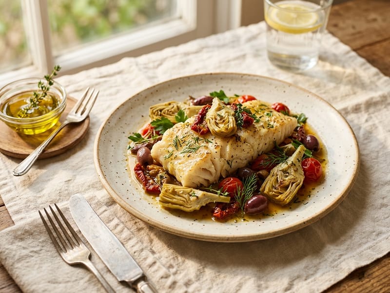 Mediterranean Cod With Artichokes