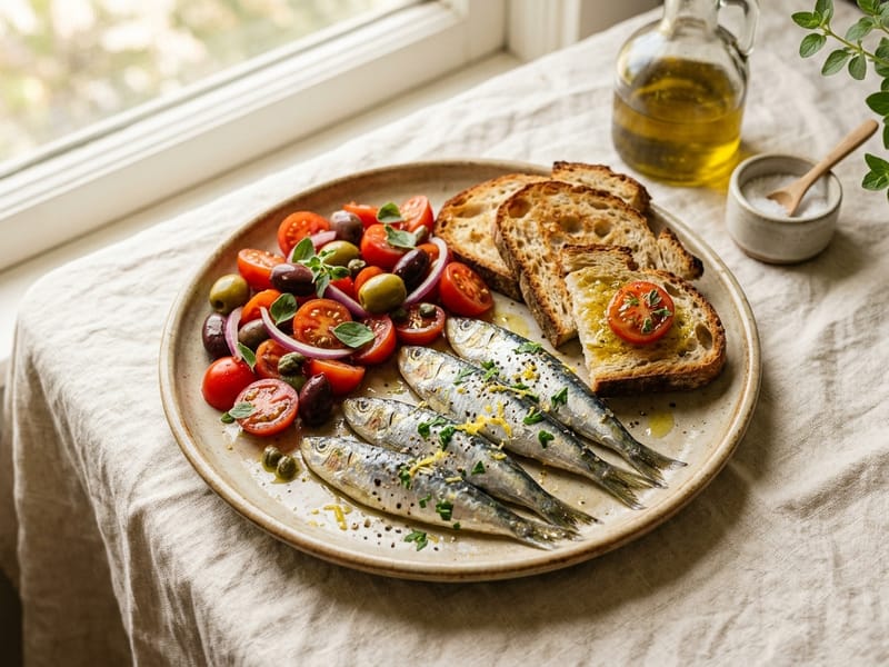 Mediterranean Sardine And Tomato Plate
