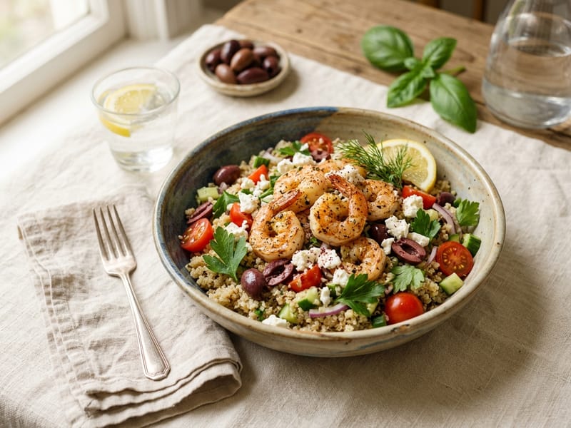 Mediterranean Shrimp And Quinoa Salad