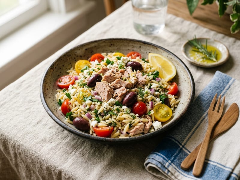 Mediterranean Tuna and Orzo Bowls