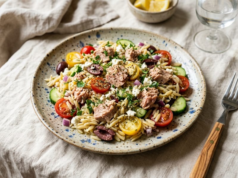 Mediterranean Tuna and Orzo Salad