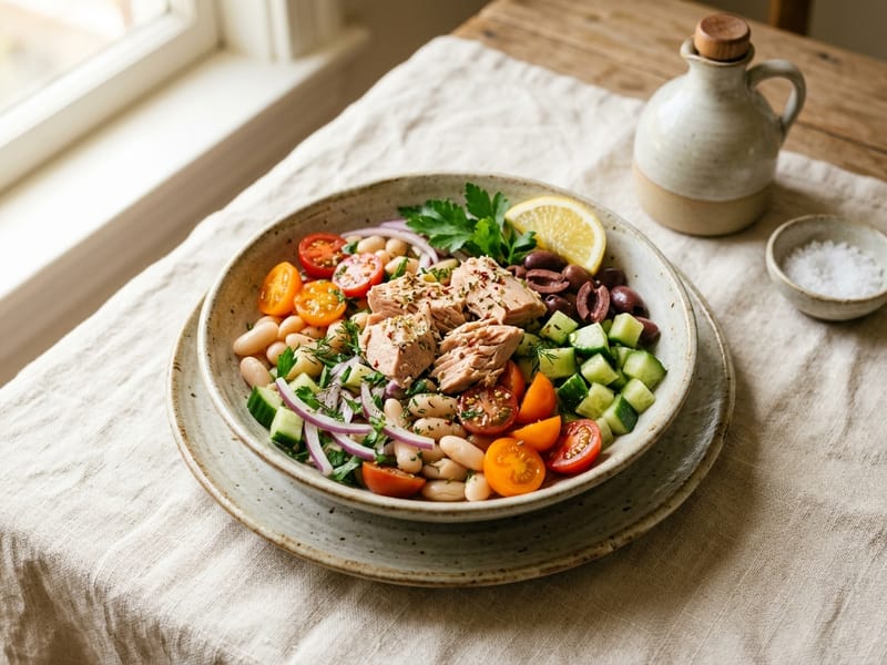 Mediterranean Tuna And White Bean Bowl