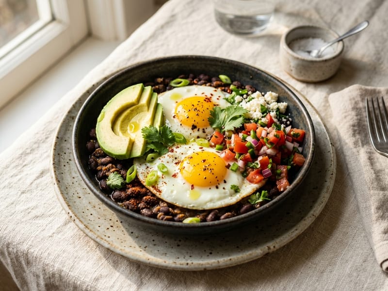 Mexican Style Black Bean And Egg Bowl