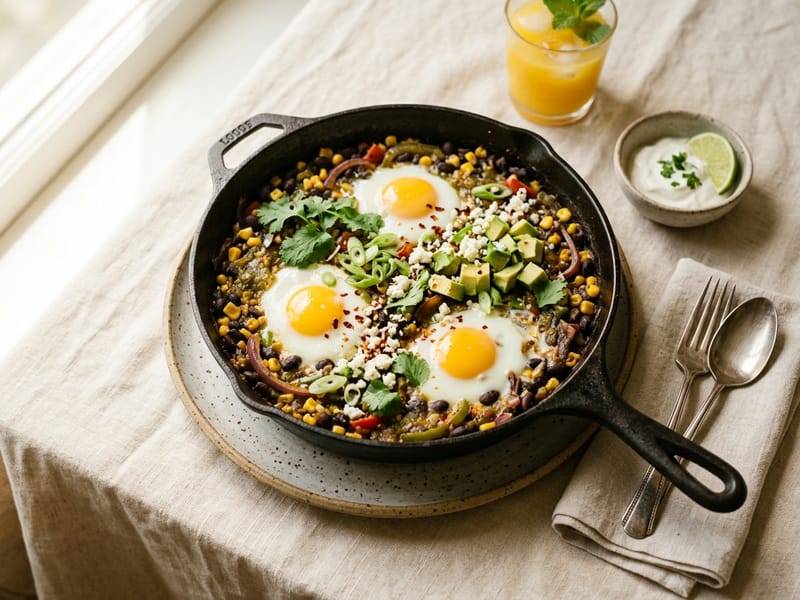 Mexican Style Black Bean And Egg Skillet