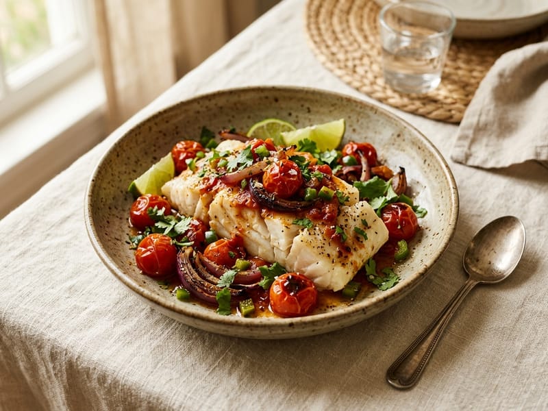 Mexican Style Cod With Roasted Tomato