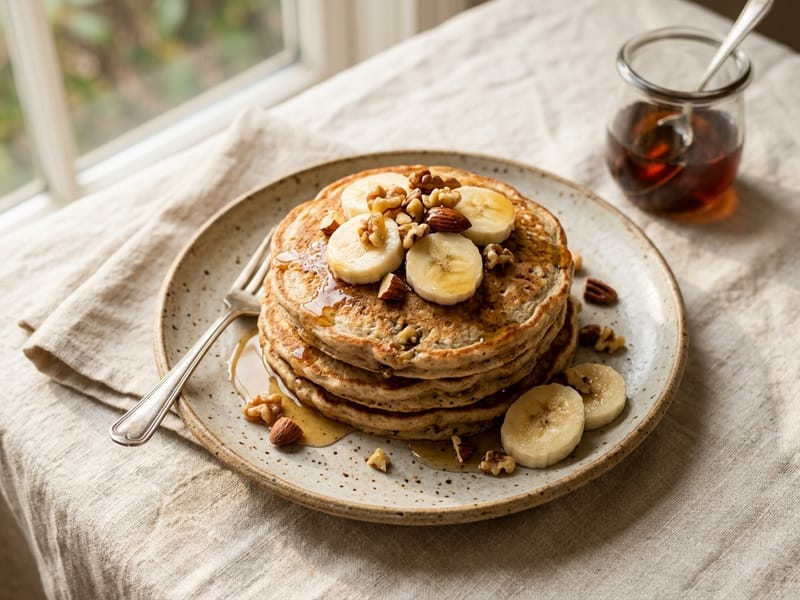 Nutty Banana Protein Pancakes