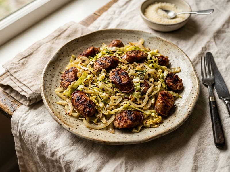 One Pan Sausage and Cabbage Skillet