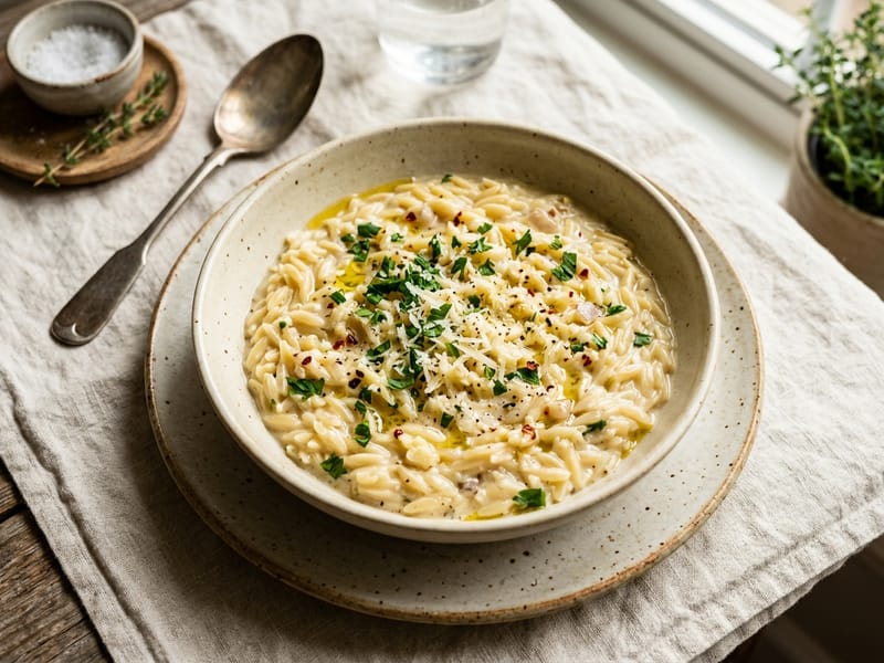 One Pot Creamy Garlic Orzo