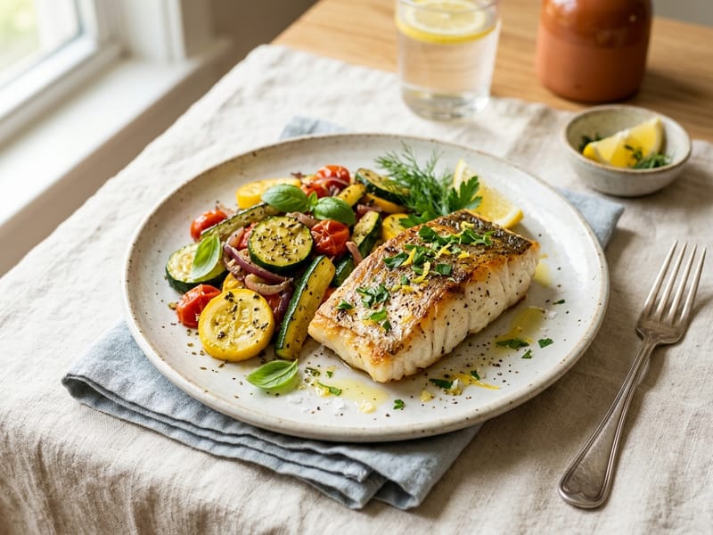 Pan Seared Cod with Zucchini