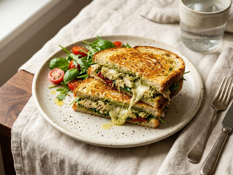 Pesto Chicken And Mozzarella Melt