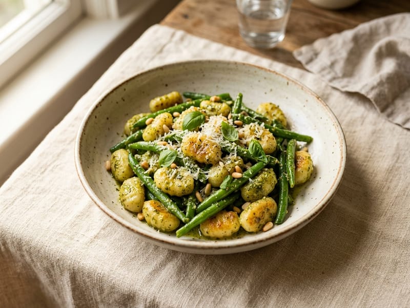 Pesto Gnocchi with Green Beans