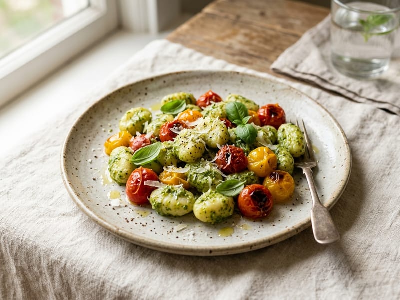 Pesto Gnocchi with Cherry Tomatoes