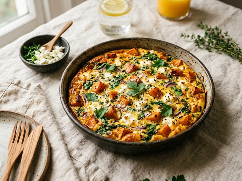 Roasted Butternut Squash And Feta Frittata