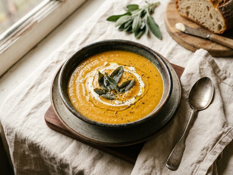 Roasted Butternut Squash and Sage Soup