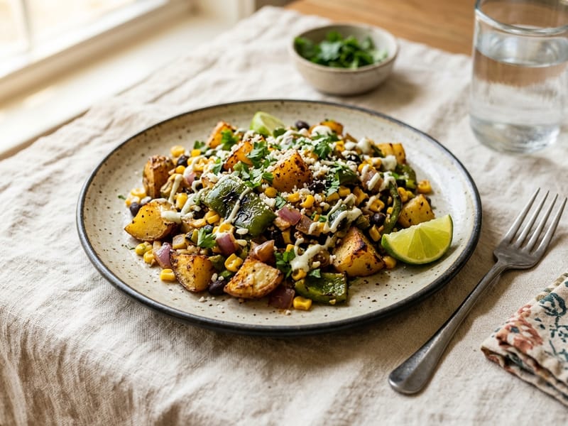 Roasted Poblano And Corn Hash